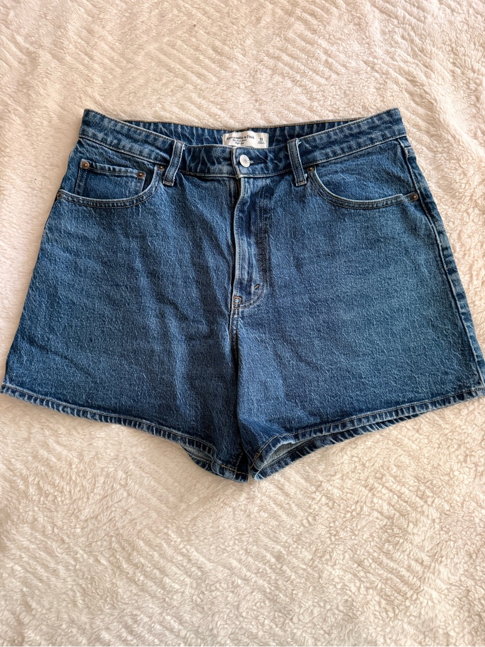 Abercrombie & Fitch Dark Blue Denim High-Rise Shorts